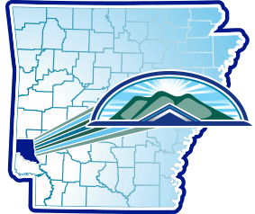 Map showing the location of Sevier County in Arkansas.